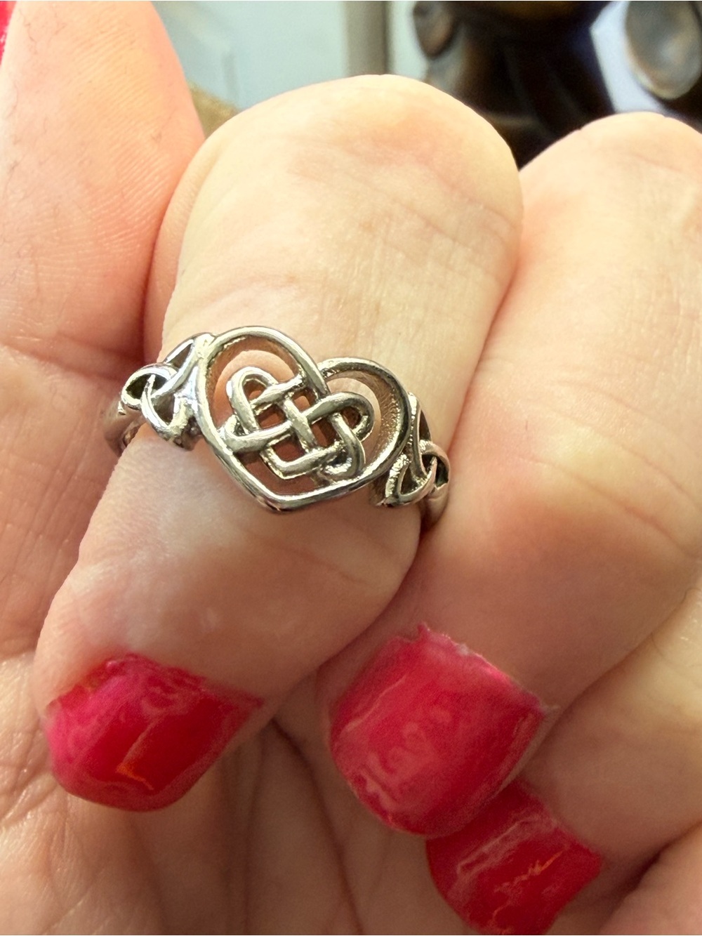 Sterling Celtic Heart Knot Ring in Silver - Women Jewelry